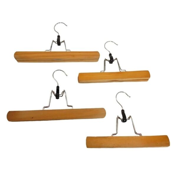 Wood Pant Hangers Set of 4  Skirt Hangers 2 sizes - Picture 1 of 11